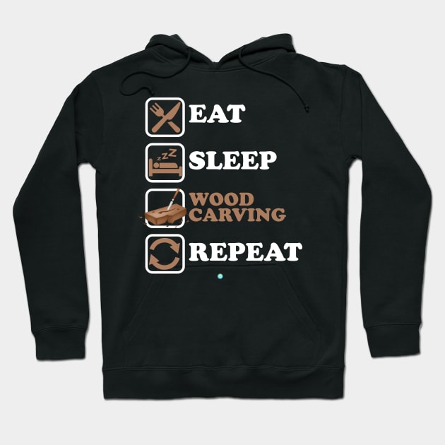 Eat Sleep Wood Carving Repeat - Funny Wood Carving Gift Hoodie by woormle